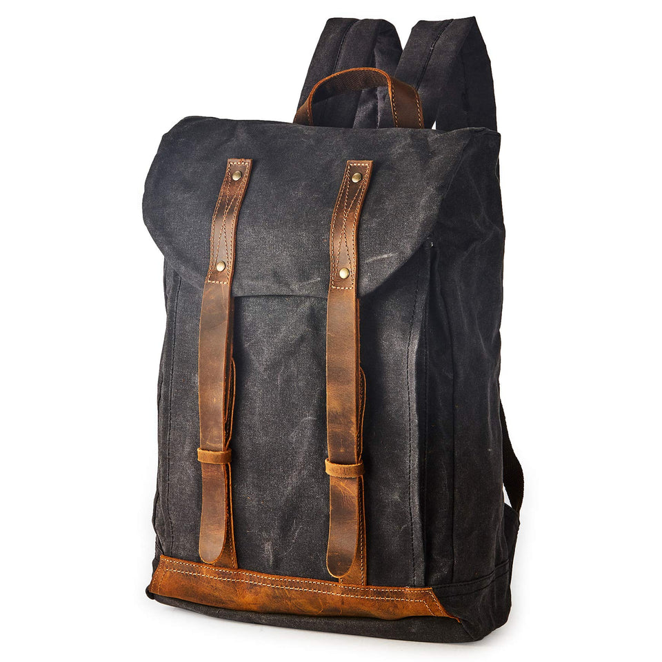 BRASS TACKS Leathercraft waterproof backpack front view for daily commuting and travel.