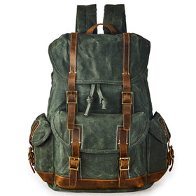 BRASS TACKS Leathercraft waterproof canvas backpack shown for rugged daily travel