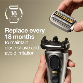 Braun 94M shaver head installed with click-on system