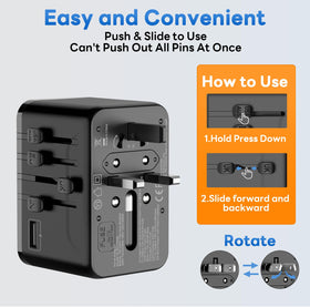 Braveshark adapter powering multiple devices simultaneously during travel.