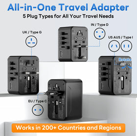 Braveshark compact travel adapter size fits in luggage and pockets.