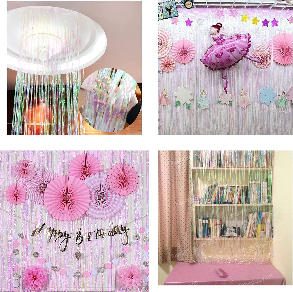 BRAVESHINE birthday backdrop iridescent curtain adds festive, luminous vibe for celebrations.