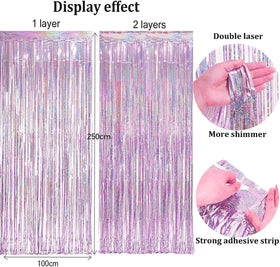 BRAVESHINE two panels overlapped to create fuller, denser shimmering backdrop