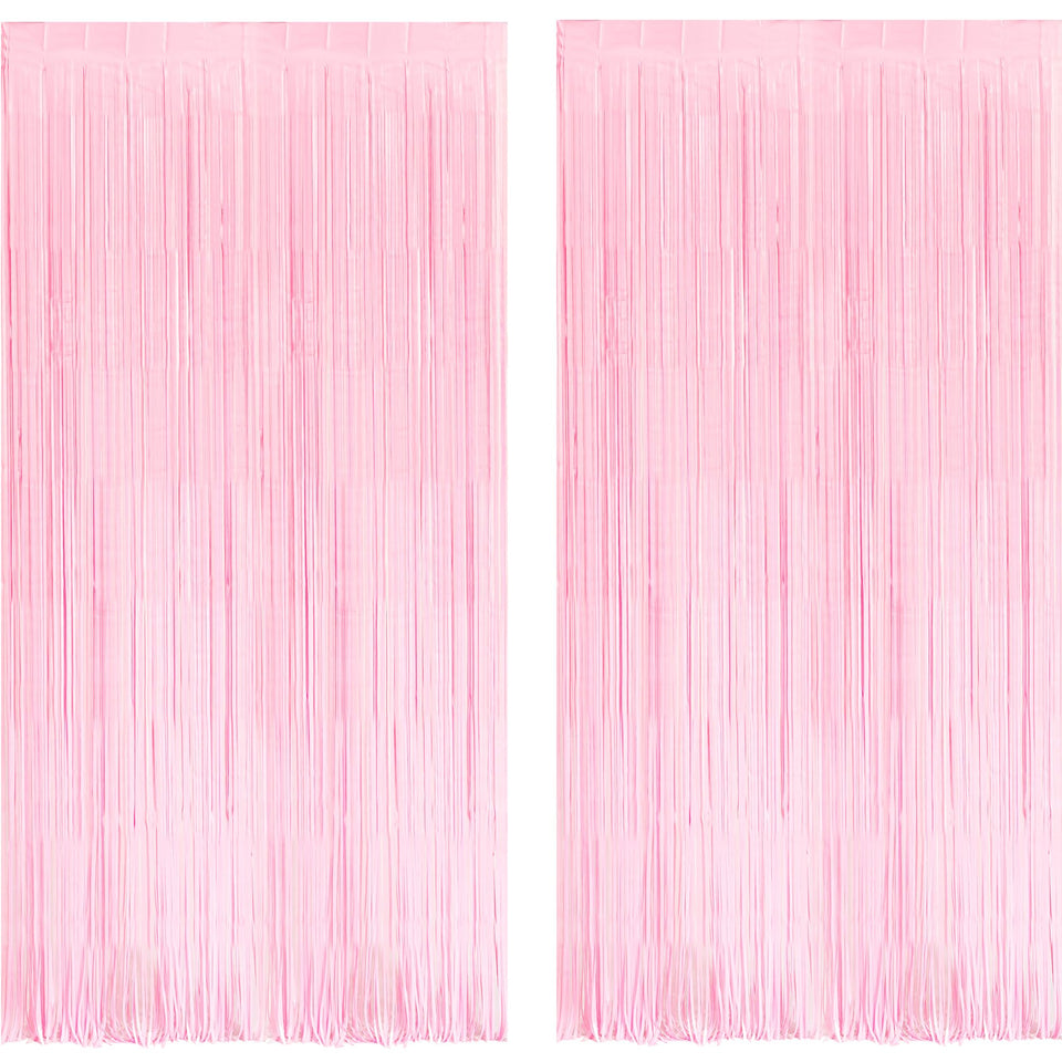 BRAVESHINE front packaging showing two pastel pink fringe curtain panels and benefits
