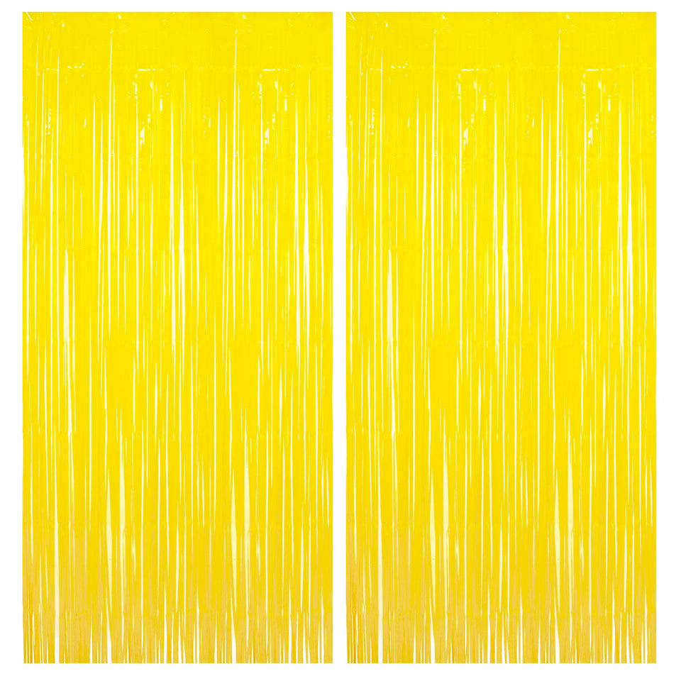 BRAVESHINE front view pastel yellow fringe curtain, creates vibrant photo backdrop