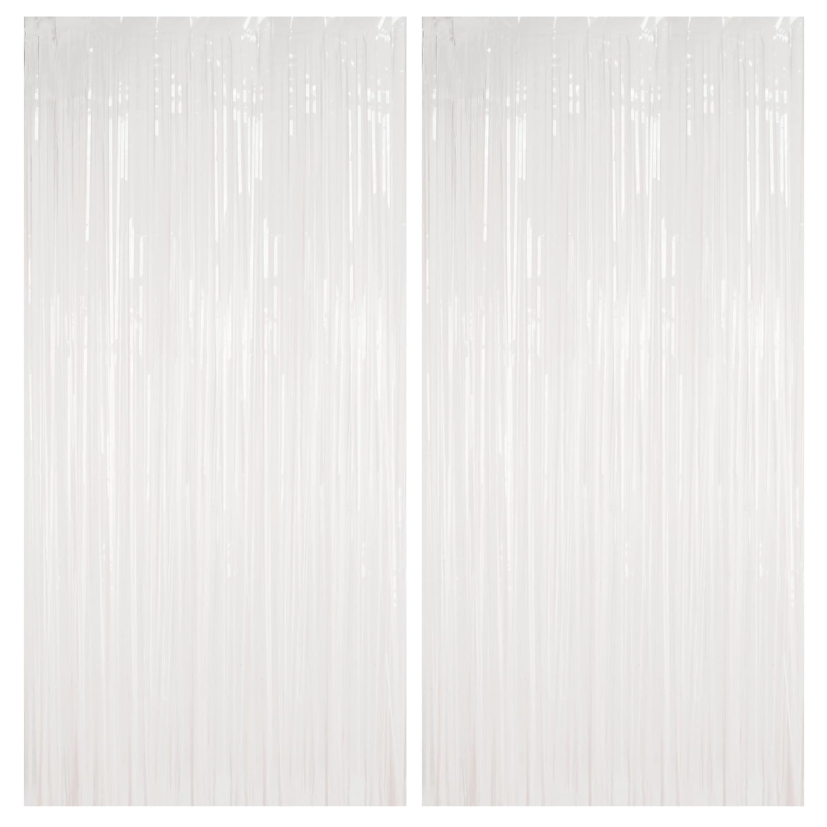 BRAVESHINE front view of two-pack pastel white fringe backdrop showing packaging benefit