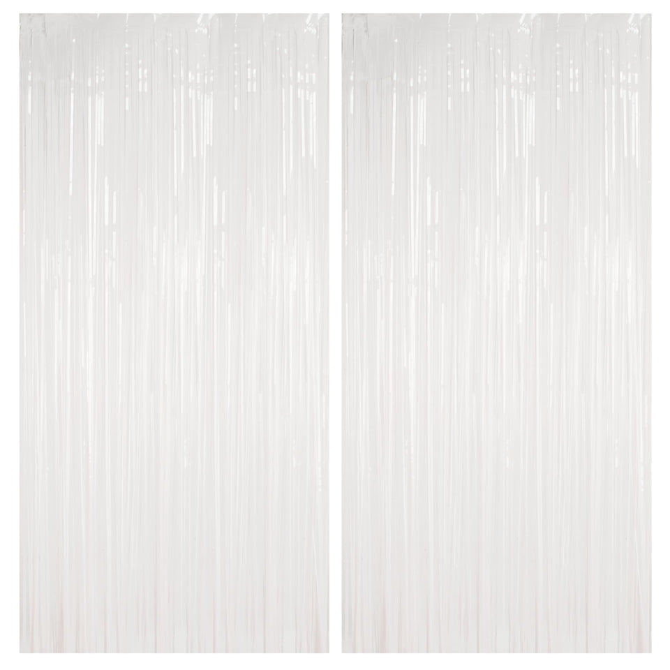 BRAVESHINE front view of two-pack pastel white fringe backdrop showing packaging benefit