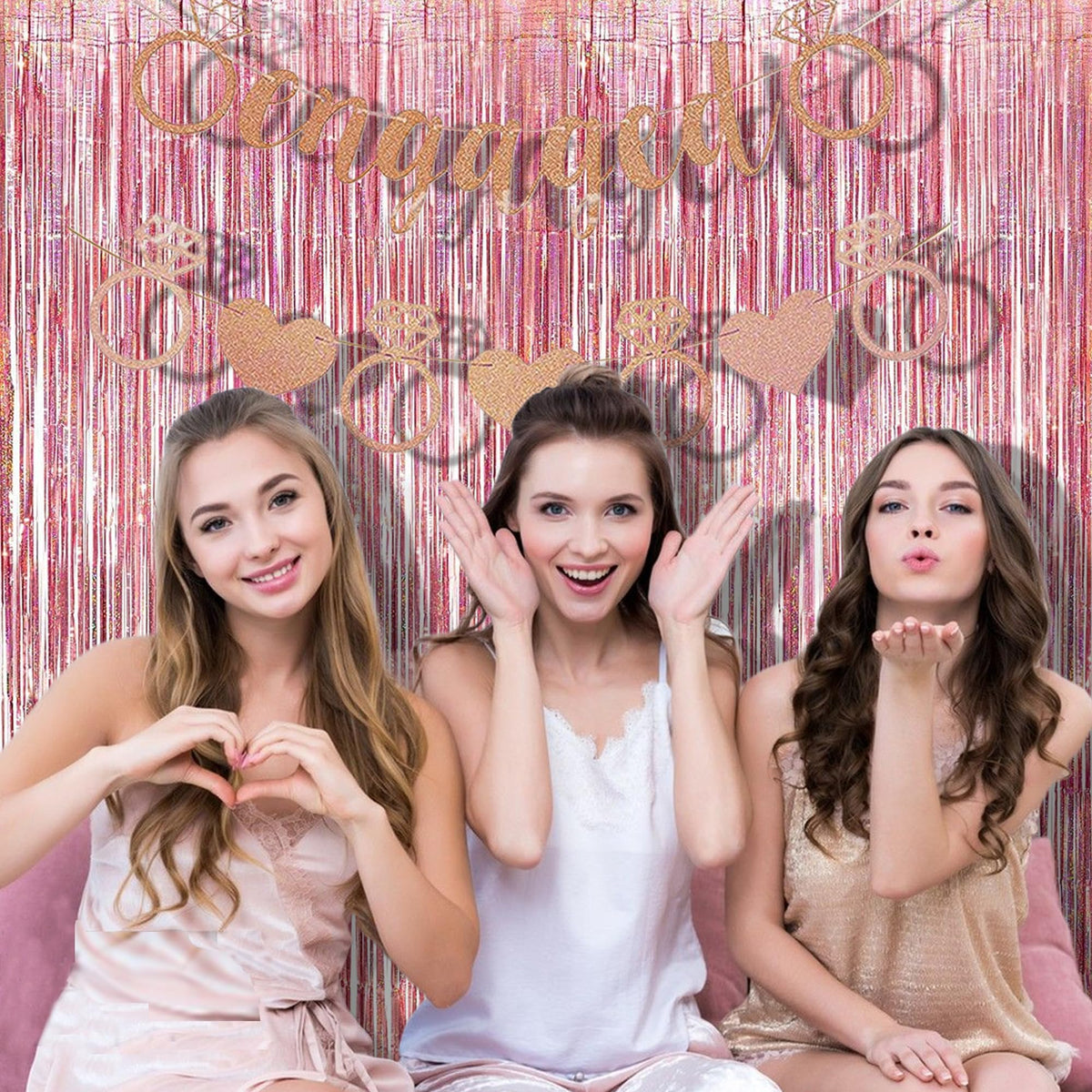 BRAVESHINE curtain used as a photo booth backdrop creating lively portraits