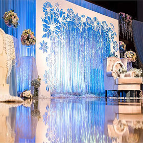 BRAVESHINE curtain beside mannequin showing size and scale for event planning