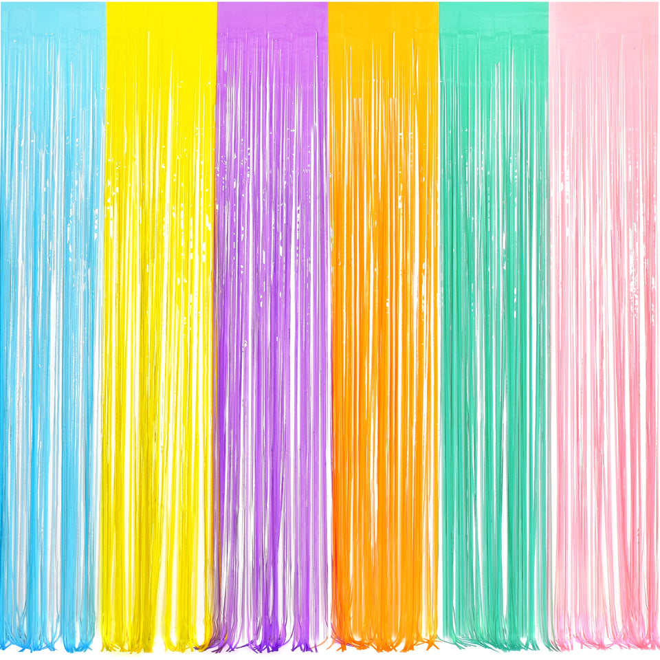 BRAVESHINE tinsel fringe curtain 2-pack enhances party photos with sparkle