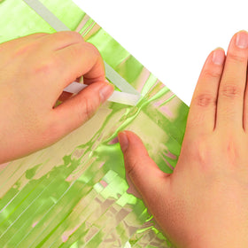 BRAVESHINE clear green fringe curtain creates shimmering party decor