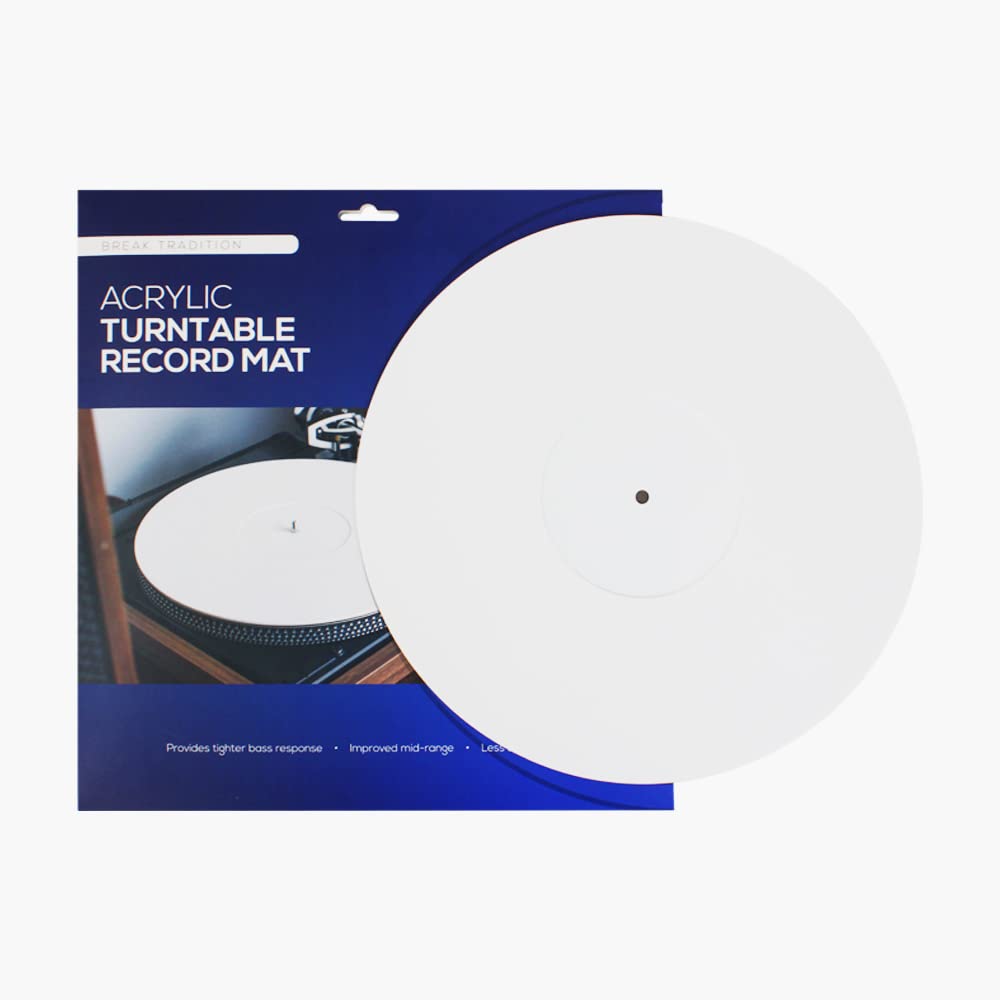 Break Tradition acrylic slipmat white center-label recess keeps records flat