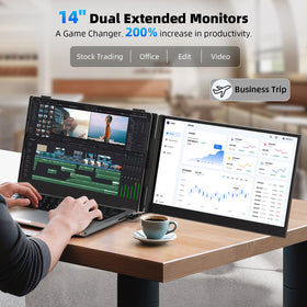 BreezyLife 14-inch dual-screen side-angle for travel-ready setup.