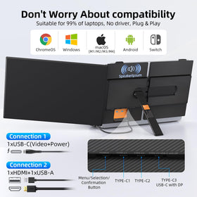 BreezyLife 14-inch dual-screen aluminum tilt-height stand for stable support.