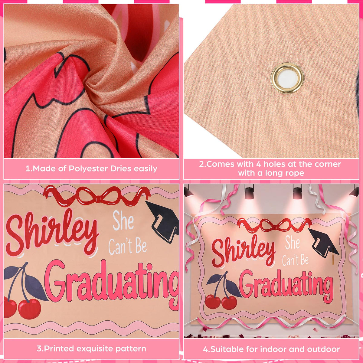 Breling large photo backdrop offers ample space for group graduation shots.