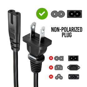 Brendaz AC2 prong power cord suitable for LED/LCD TVs and monitors