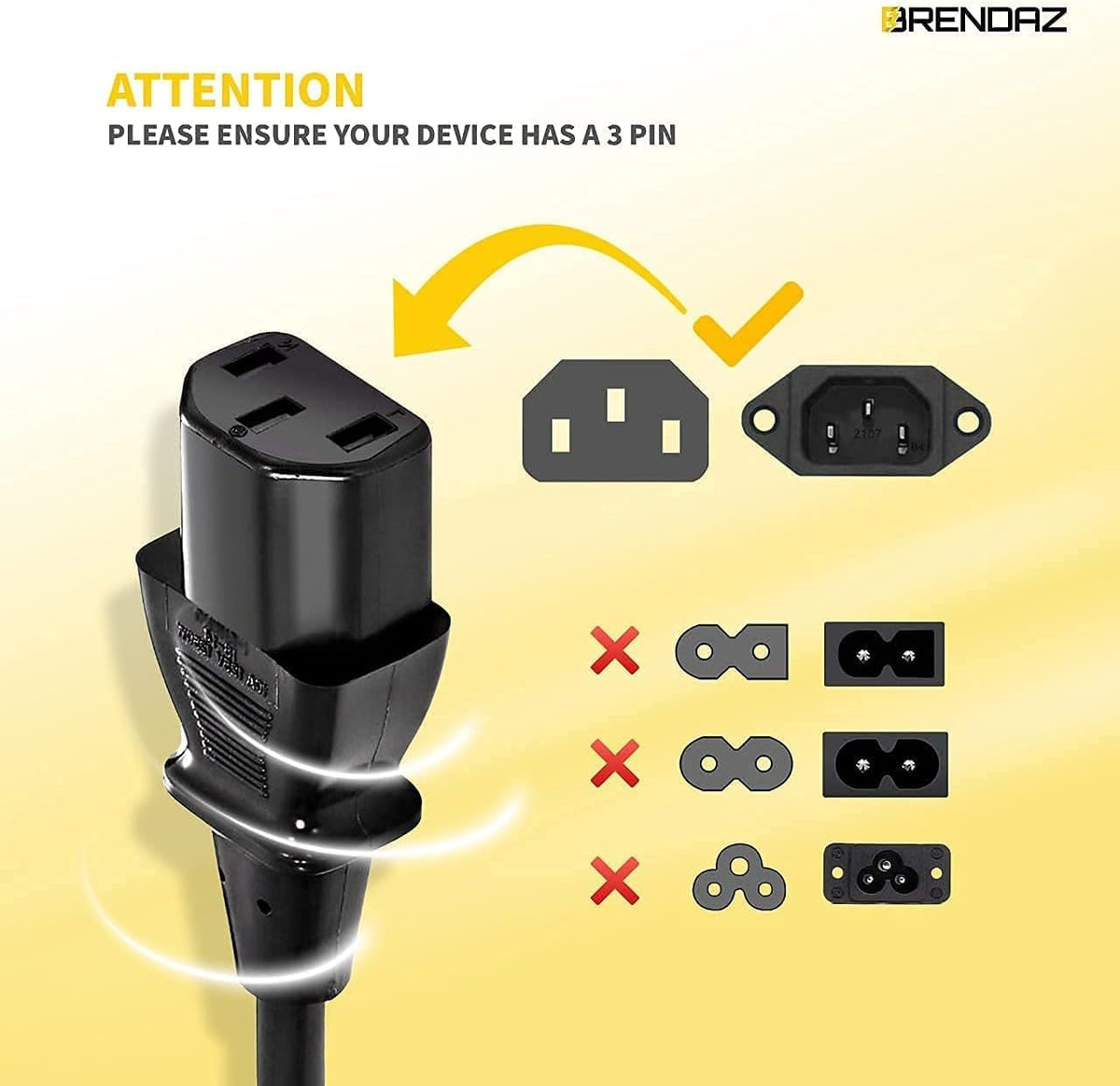 BRENDAZ 25ft cable laid out to show length and flexible 18AWG jacket