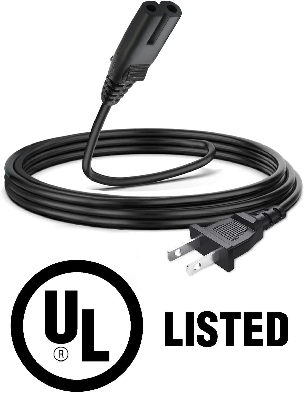 Brendaz non-polarized IEC C7 to NEMA 1-15P cord for versatile devices