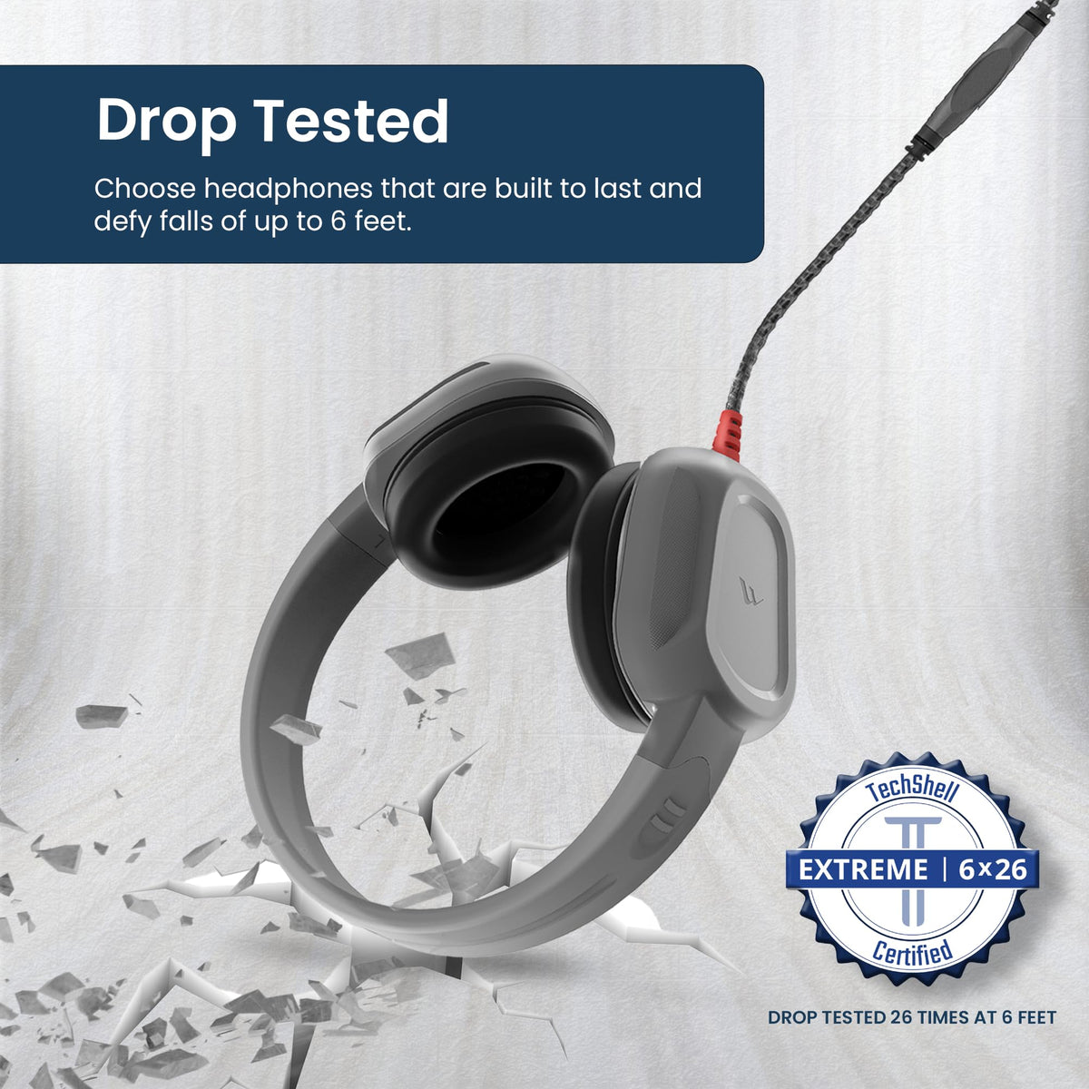 Brenthaven Rugged 2 headphones chew-proof cord reducing wear in busy school settings.