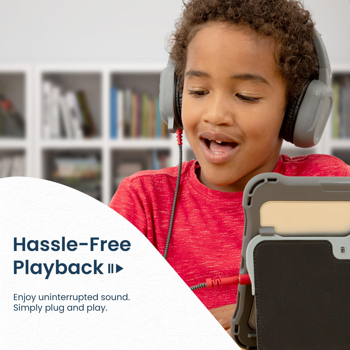 Brenthaven Rugged 2 headphones classroom-use image emphasizing drop-tested reliability.