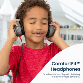 Brenthaven Rugged 2 headphones flexible headband for secure kid-friendly fit.