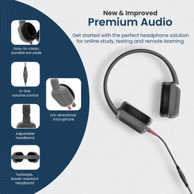 Brenthaven Rugged 2 headphones with in-line mic and volume controls for lessons.