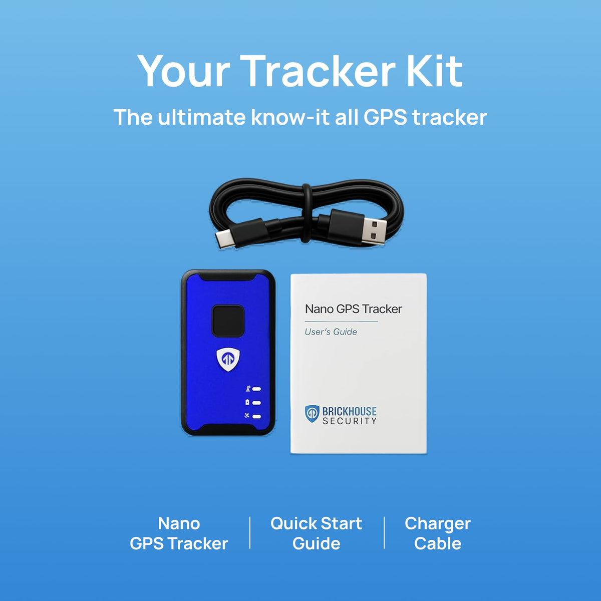 BrickHouse Security Spark Nano 7 displaying 4G LTE connectivity for global tracking.