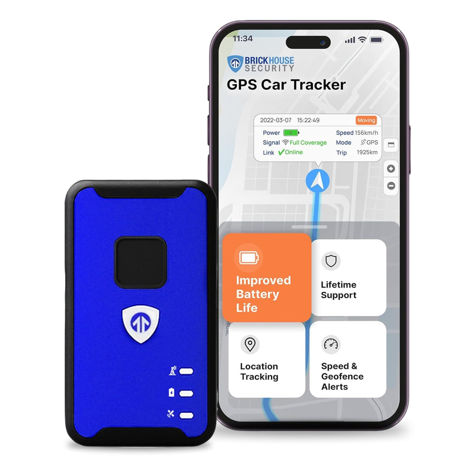 BrickHouse Security Spark Nano 7 front view, compact vehicle tracker for discreet installation.