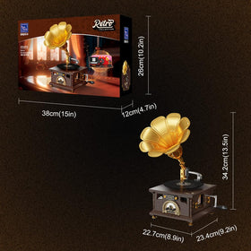 BRICKKK gramophone displayed in a room setting adding nostalgic decor and conversation starter