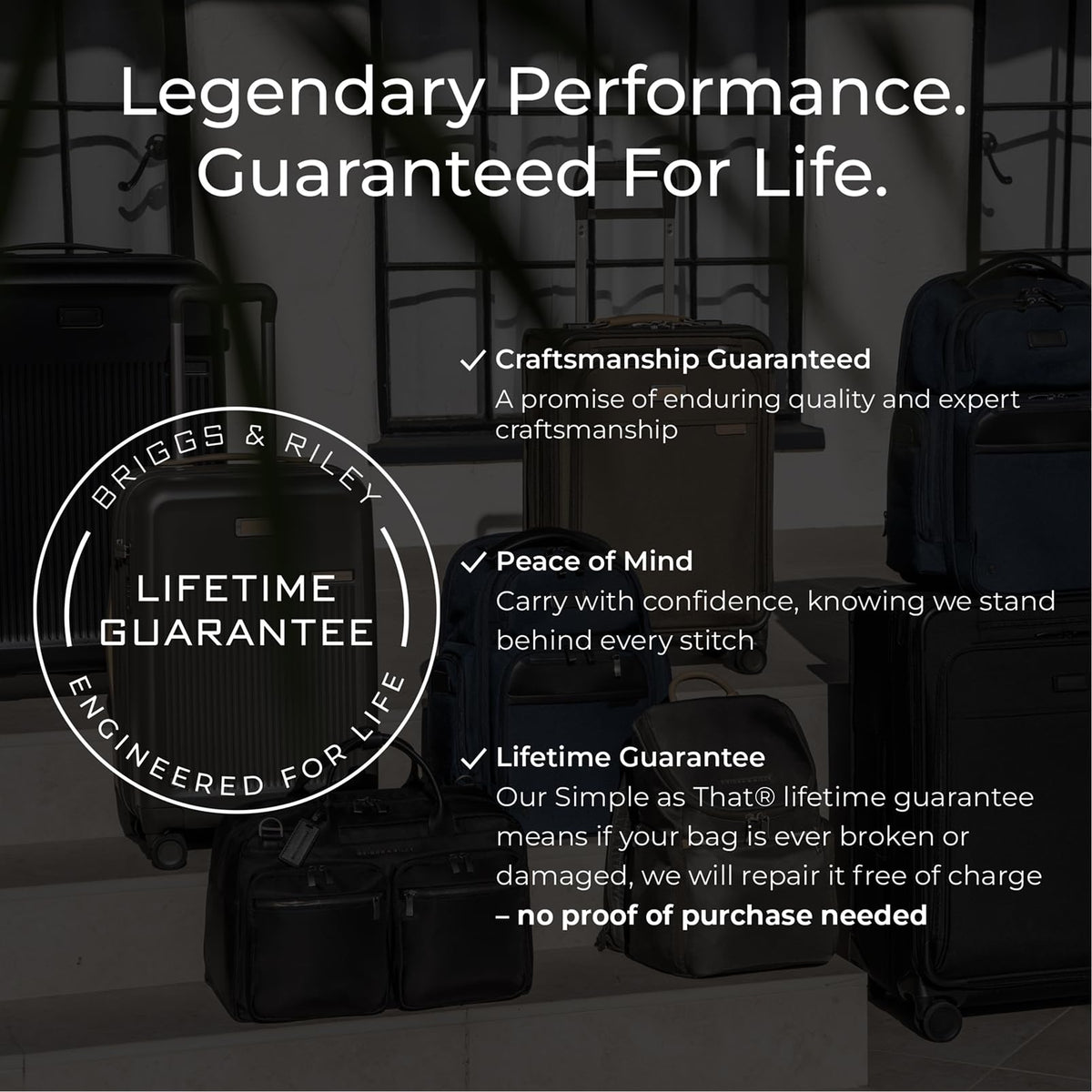 Briggs & Riley ZDX includes lifetime repair service for long-term use.