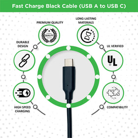 BrightOn USB A to USB C fast charge cable for quick power and reduced latency