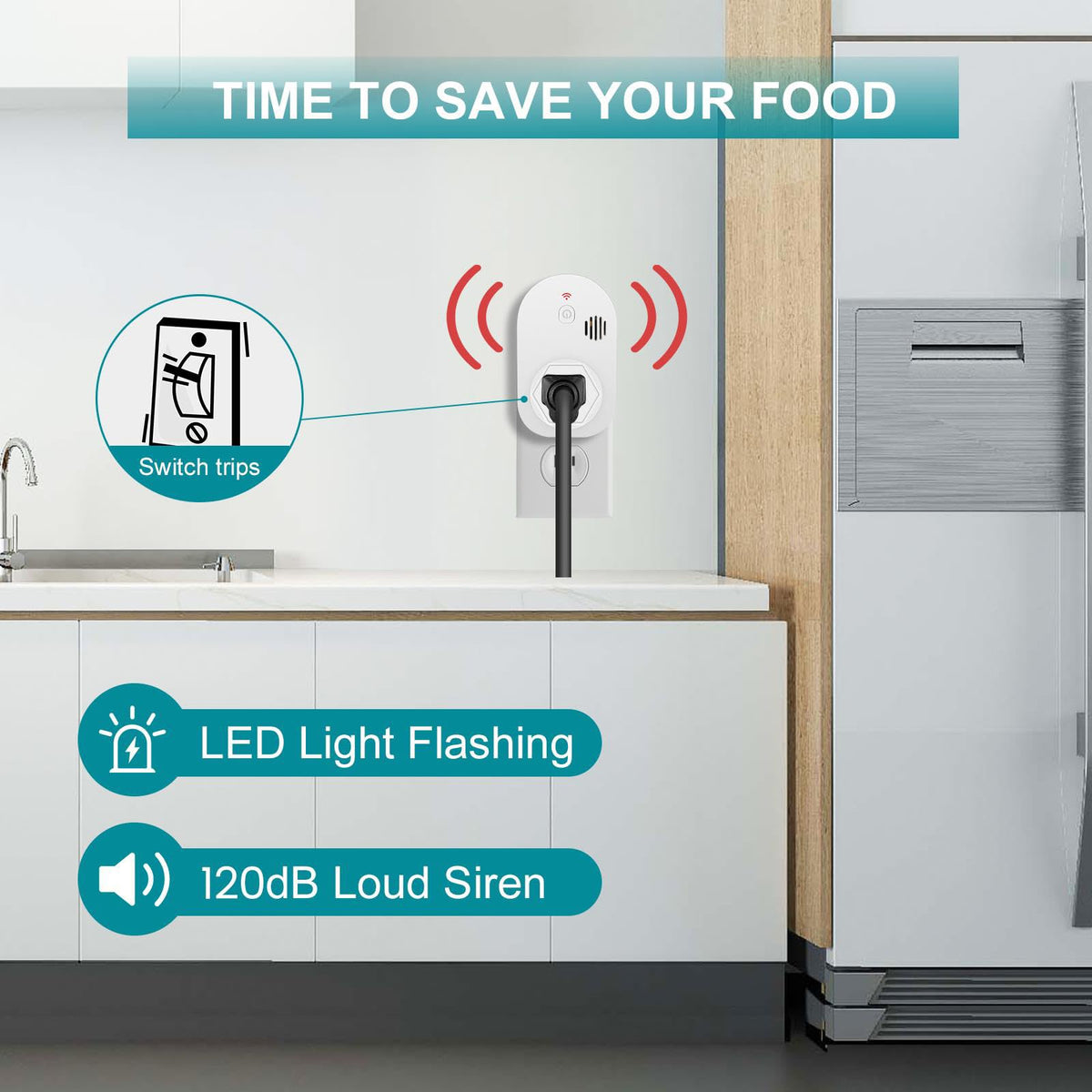 Briidea alarm siren emits a strong alert signaling power loss.
