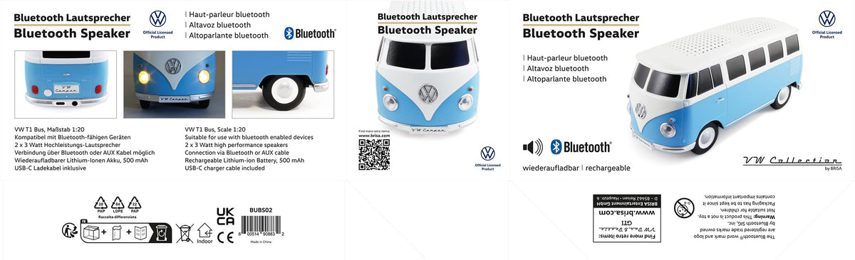 BRISA VW Collection bus speaker controls close-up for quick Bluetooth pairing.