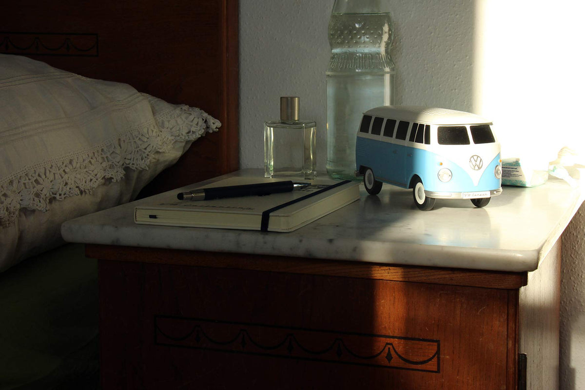 BRISA VW Collection bus speaker packaging highlights licensed Volkswagen collaboration.