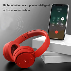 BRNEWO headphones red folded for compact travel and portability