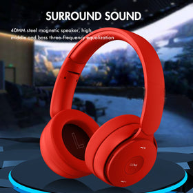 BRNEWO headphones red worn by a child demonstrating comfort and fit