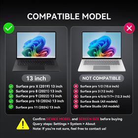 BROPGOD privacy screen for Surface Pro showing easy installation and edge-to-edge protection.