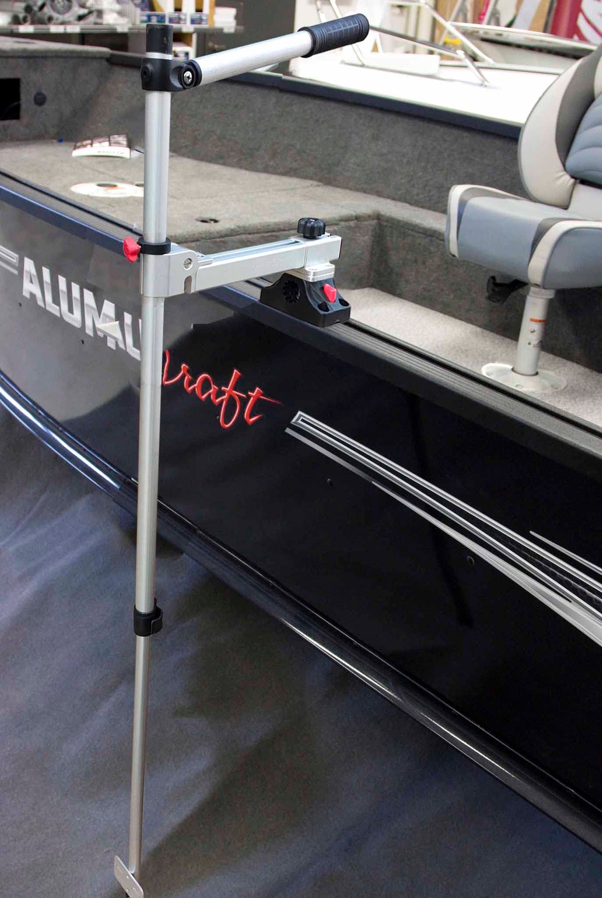 Brocraft deck mount shown with a secure, quick‑install base on a boat.
