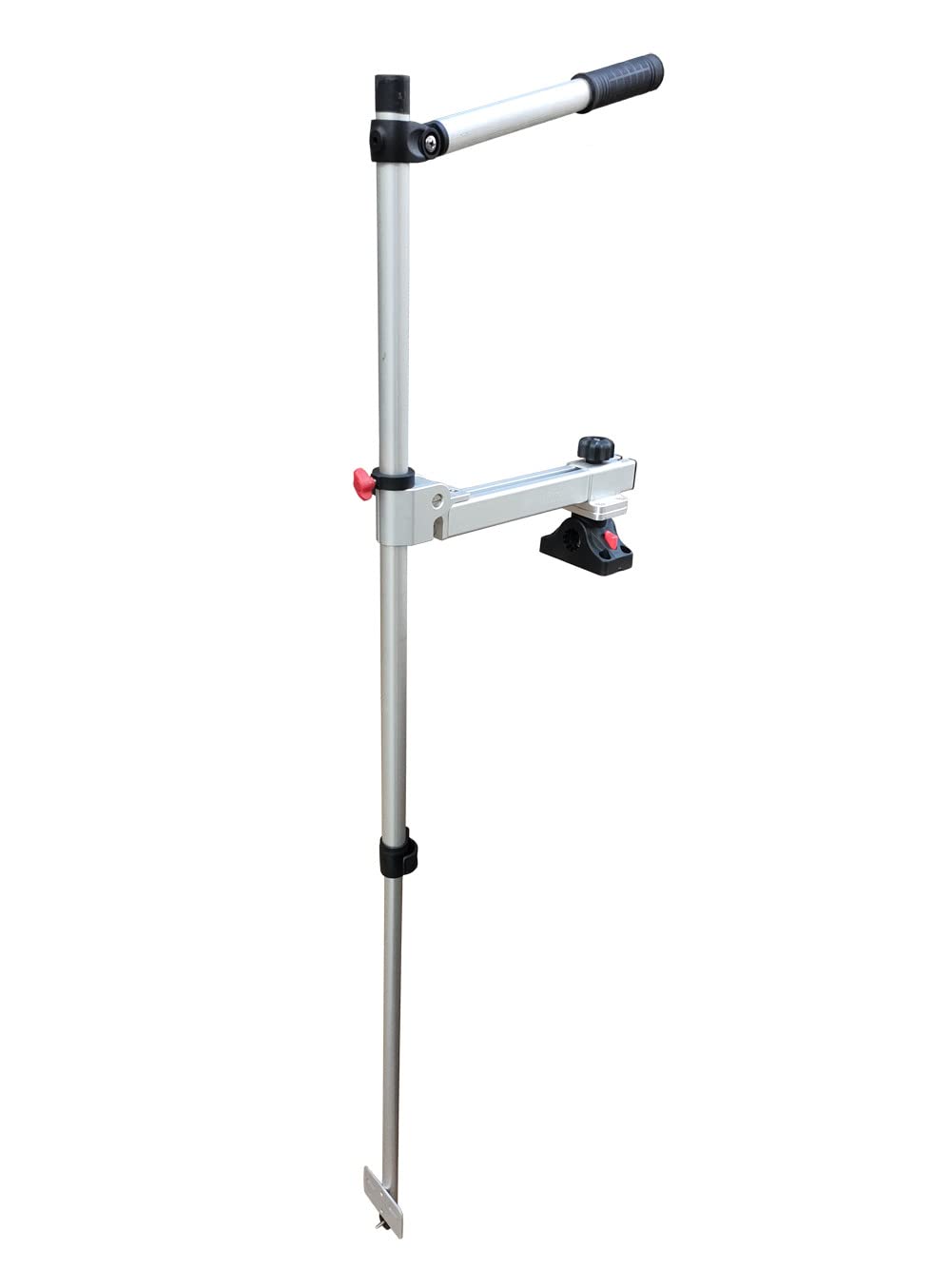 Brocraft telescopic transducer pole extended for stable sonar readings.