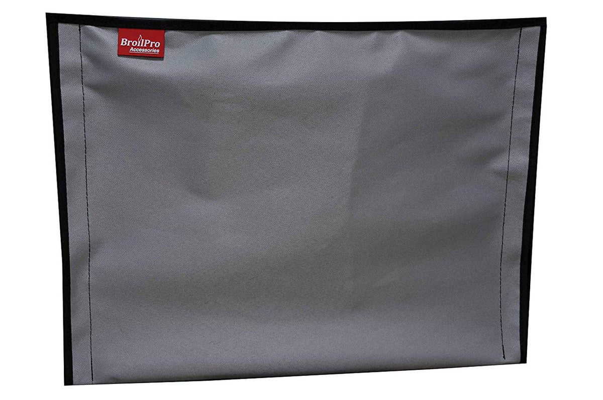 BroilPro Outdoor TV Cover closed with magic tape for secure water protection.