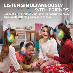 Brookstone headphones with 100-meter range for flexible movement.