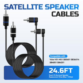 Broqixin white satellite cable 24.6 ft for Vizio surround systems ensures balanced audio
