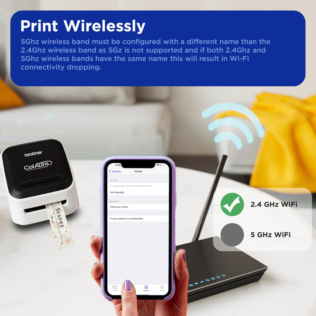 Brother ColAura VC500W inkless color print delivers vibrant label color with ZINK paper.