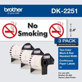 Brother DK-22513PK black and red on white labels for high-contrast information.