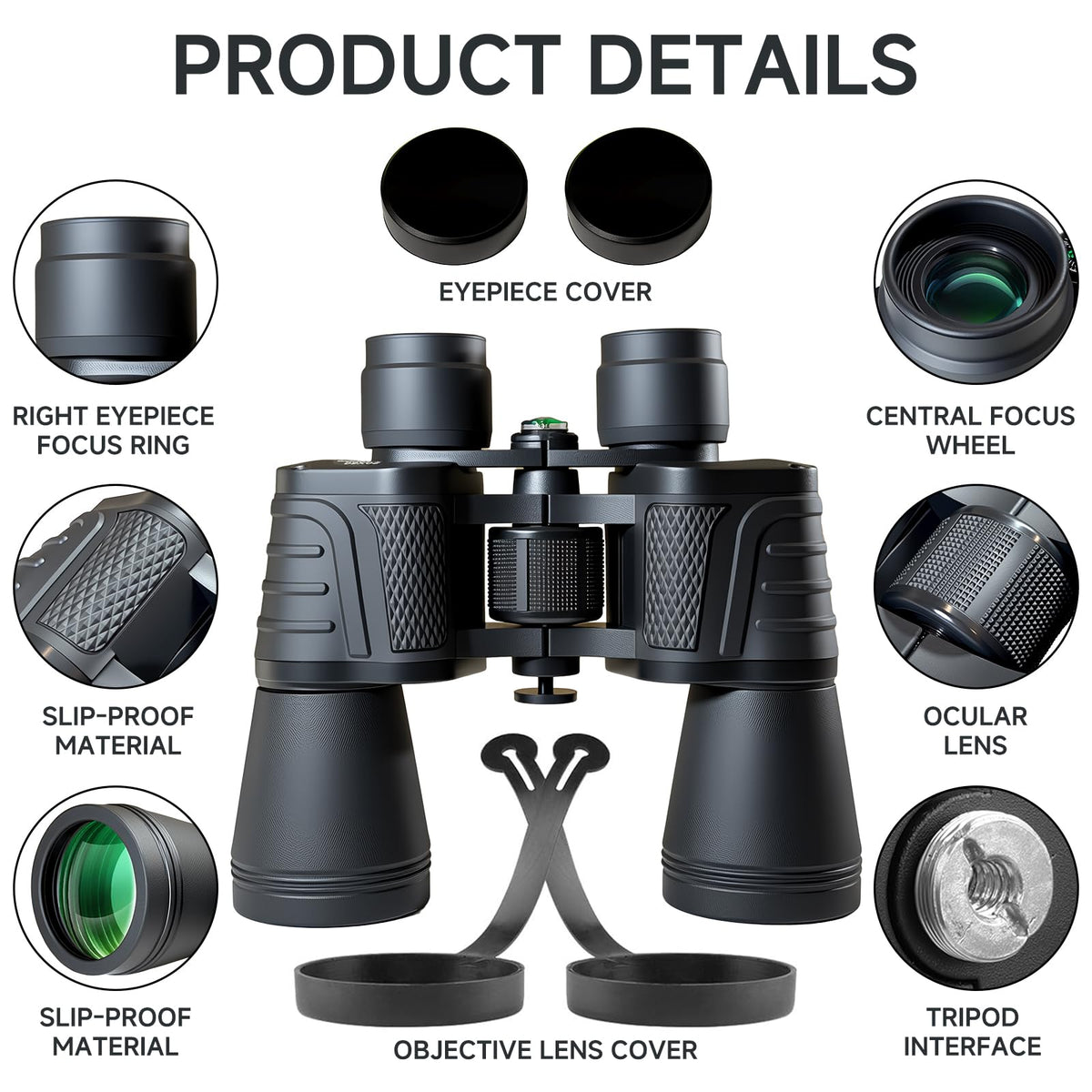 Brpvizra objective lens close-up highlighting 50mm glass for brighter images