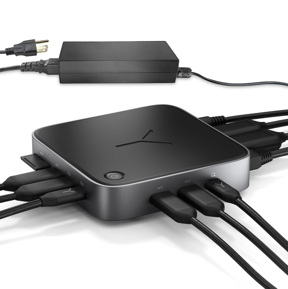 brydge Stone CORE front ports showing USB and card reader, enabling versatile device connections