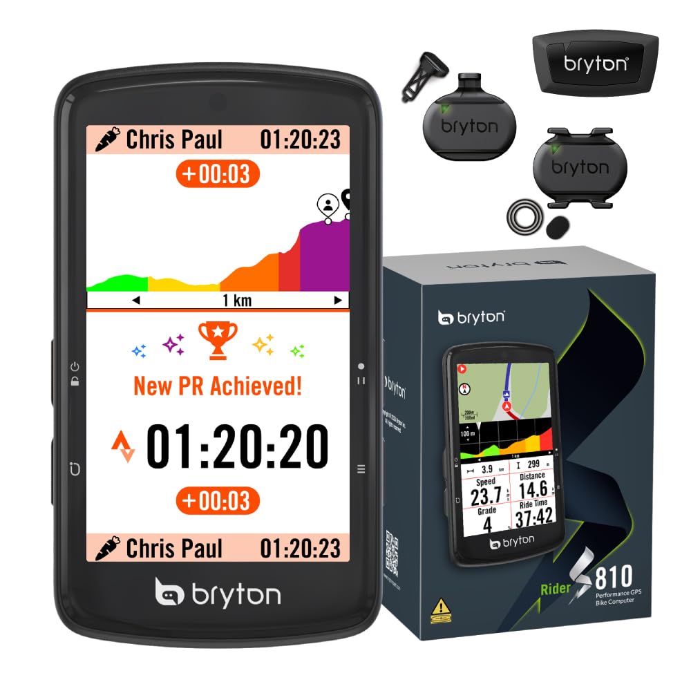Bryton Rider S810 front view with a clear 3.5-inch touchscreen for ride data.