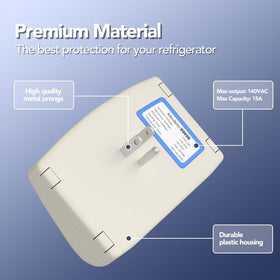BSEED surge protector in kitchen powering a fridge