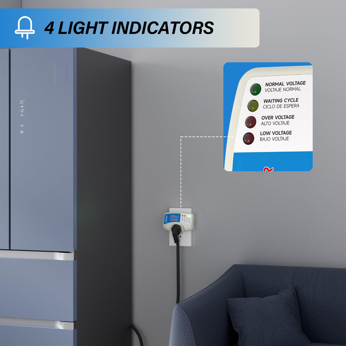 BSEED side profile plugged into wall demonstrating compact design and secure mount