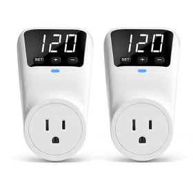 BSEED surge protector connected to wall outlet protecting a refrigerator from voltage spikes